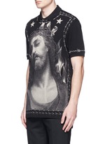 Front View -Click To Enlarge Barb wire Jesus print polo shirt