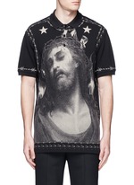 Main View -Click To Enlarge Barb wire Jesus print polo shirt