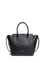 Front View -Click To Enlarge 'Rockstud' medium leather zip tote