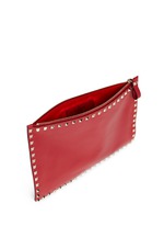 Detail View -Click To Enlarge 'Rockstud' large leather flat zip pouch