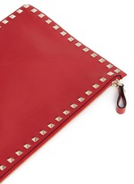 Detail View -Click To Enlarge 'Rockstud' large leather flat zip pouch