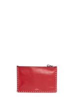Back View -Click To Enlarge 'Rockstud' large leather flat zip pouch