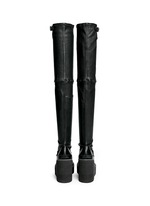 Back View -Click To Enlarge Thigh high leather loafer wedge boots