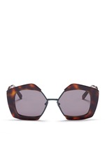 Main View -Click To Enlarge 'Edge' metal rim tortoiseshell acetate pentagon sunglasses