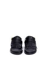 Front View -Click To Enlarge 'Fussbett' colourblock kiltie fringe leather sandals