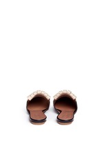 Back View -Click To Enlarge Colourblock kiltie fringe leather flat mules