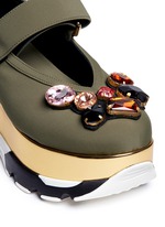 Detail View -Click To Enlarge Jewelled patent platform Mary Jane sneakers
