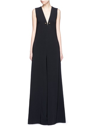Main View - Click To Enlarge Main View - Click To Enlarge - Stella McCartney - Brass brooch wide flare leg crepe jumpsuit