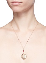 Detail View -Click To Enlarge Tourmaline 14k gold chain round antique locket necklace