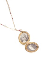 Detail View -Click To Enlarge Tourmaline 14k gold chain round antique locket necklace