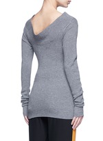 Back View -Click To Enlarge Off-shoulder rib knit wool sweater