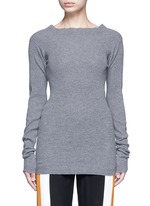 Main View -Click To Enlarge Off-shoulder rib knit wool sweater