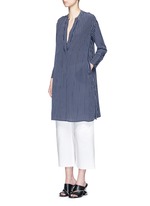Figure View -Click To Enlarge 'Blaine' stripe long silk shirt dress