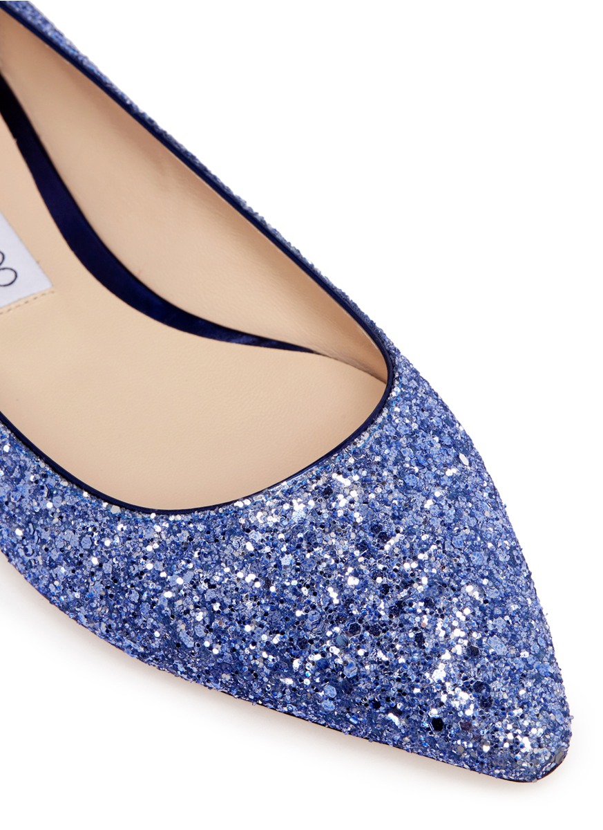 jimmy choo romy flat glitter
