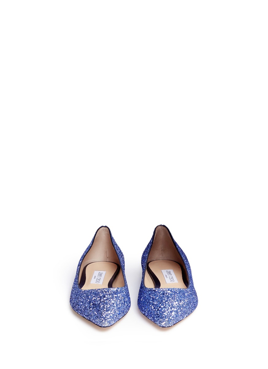 jimmy choo romy flat glitter