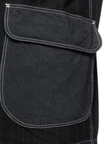 Detail View -Click To Enlarge Stripe garment dyed cotton blend hood jacket