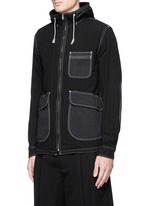 Front View -Click To Enlarge Stripe garment dyed cotton blend hood jacket