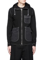 Main View -Click To Enlarge Stripe garment dyed cotton blend hood jacket