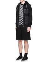 Figure View -Click To Enlarge Stripe garment dyed cotton blend hood jacket
