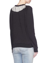 Detail View -Click To Enlarge Metal fringe neck cotton sweatshirt