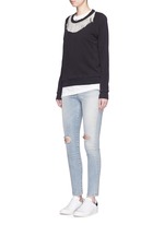 Click To Enlarge Metal fringe neck cotton sweatshirt
