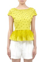 alice + olivia&nbsp;'Blossom' embellished peplum T-shirt
