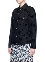 Front View -Click To Enlarge 'Heart' flocked velvet denim jacket