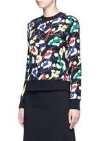 Front View -Click To Enlarge 'Leopard' brushstroke print cotton sweatshirt