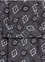 Detail View -Click To Enlarge Floral diamond print silk tie