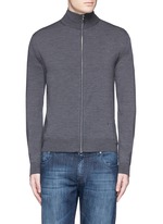 Main View -Click To Enlarge Extra fine Merino wool zip cardigan