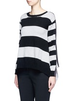 Front View -Click To Enlarge Stripe silk cashmere-wool combo sweater