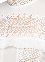 Detail View -Click To Enlarge Balloon sleeve guipure lace panel blouse