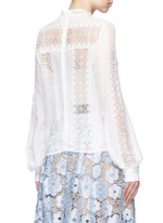 Back View -Click To Enlarge Balloon sleeve guipure lace panel blouse