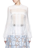 Main View -Click To Enlarge Balloon sleeve guipure lace panel blouse