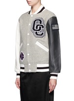 Front View -Click To Enlarge 'OC' leather sleeve classic varsity jacket