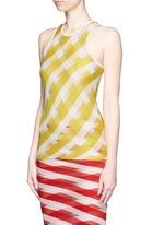 Front View -Click To Enlarge 'Transparent Checks' crisscross stripe racerback top
