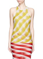 Main View -Click To Enlarge 'Transparent Checks' crisscross stripe racerback top
