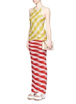 Figure View -Click To Enlarge 'Transparent Checks' crisscross stripe racerback top