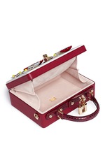 Detail View -Click To Enlarge 'Daisy' crystal floral appliqué Dauphine leather box bag