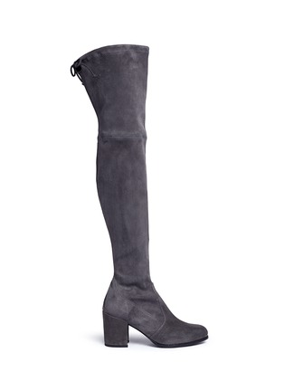 Main View - Click To Enlarge Main View - Click To Enlarge - Stuart Weitzman - 'Tieland' stretch suede thigh high boots