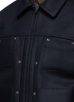 Detail View -Click To Enlarge 'Metal' eyelet wool blend melton shirt jacket
