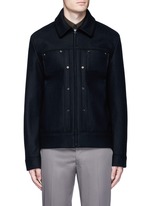 Main View -Click To Enlarge 'Metal' eyelet wool blend melton shirt jacket