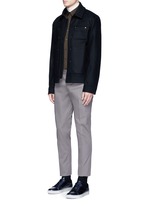 Figure View -Click To Enlarge 'Metal' eyelet wool blend melton shirt jacket