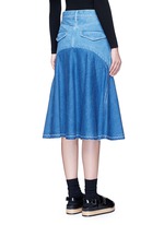 Back View -Click To Enlarge 'Runway' raw edge denim flare skirt