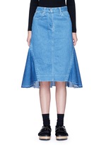 Main View -Click To Enlarge 'Runway' raw edge denim flare skirt