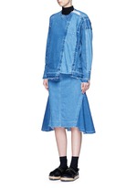 Figure View -Click To Enlarge 'Runway' raw edge denim flare skirt