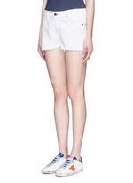 Front View -Click To Enlarge Cutoff cotton-tencel denim shorts