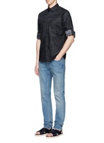 Figure View -Click To Enlarge 'Camu Noir' print army shirt