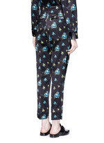 Back View -Click To Enlarge Belted floral print duchesse satin pants