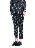 Front View -Click To Enlarge Belted floral print duchesse satin pants
